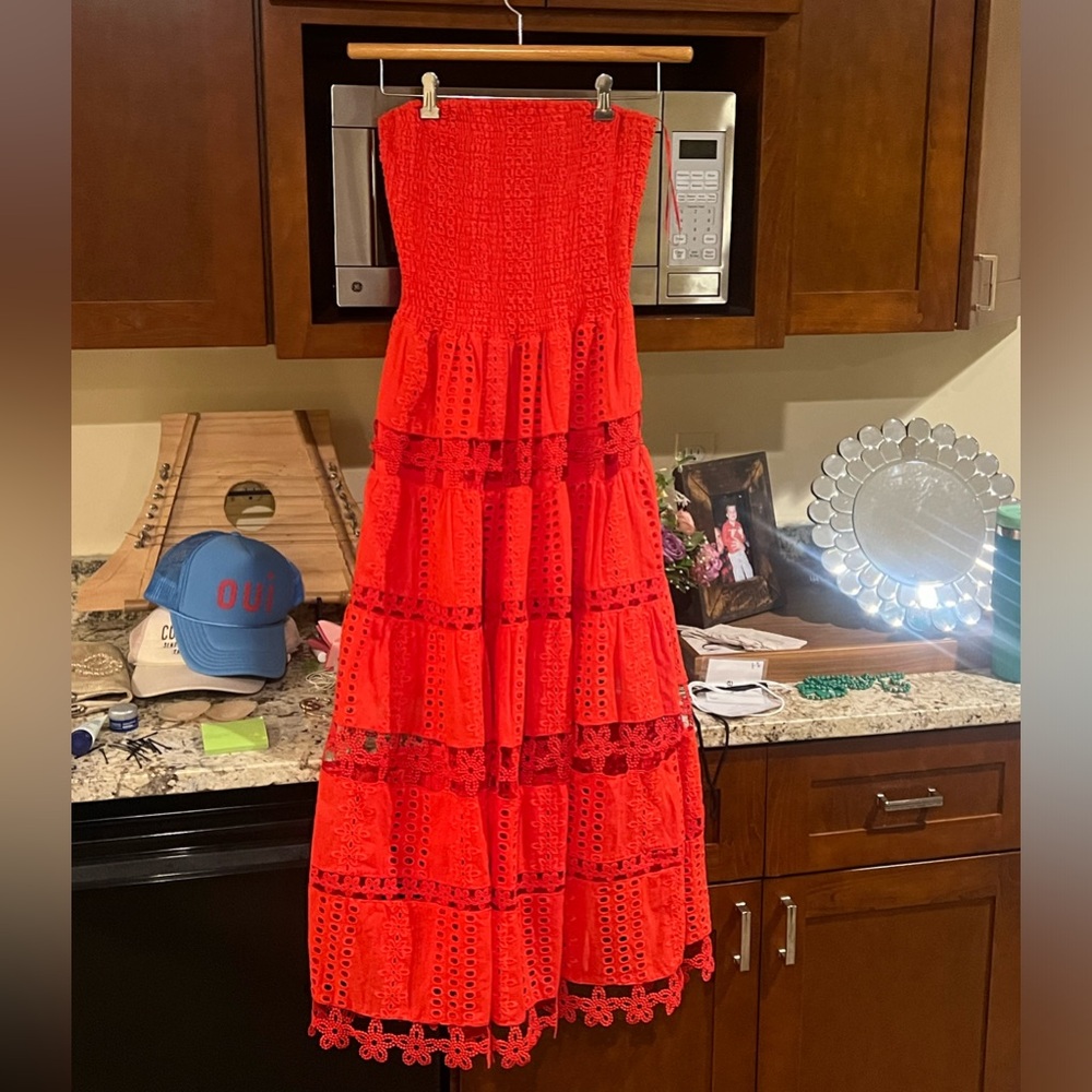 Smoked red maxi dress